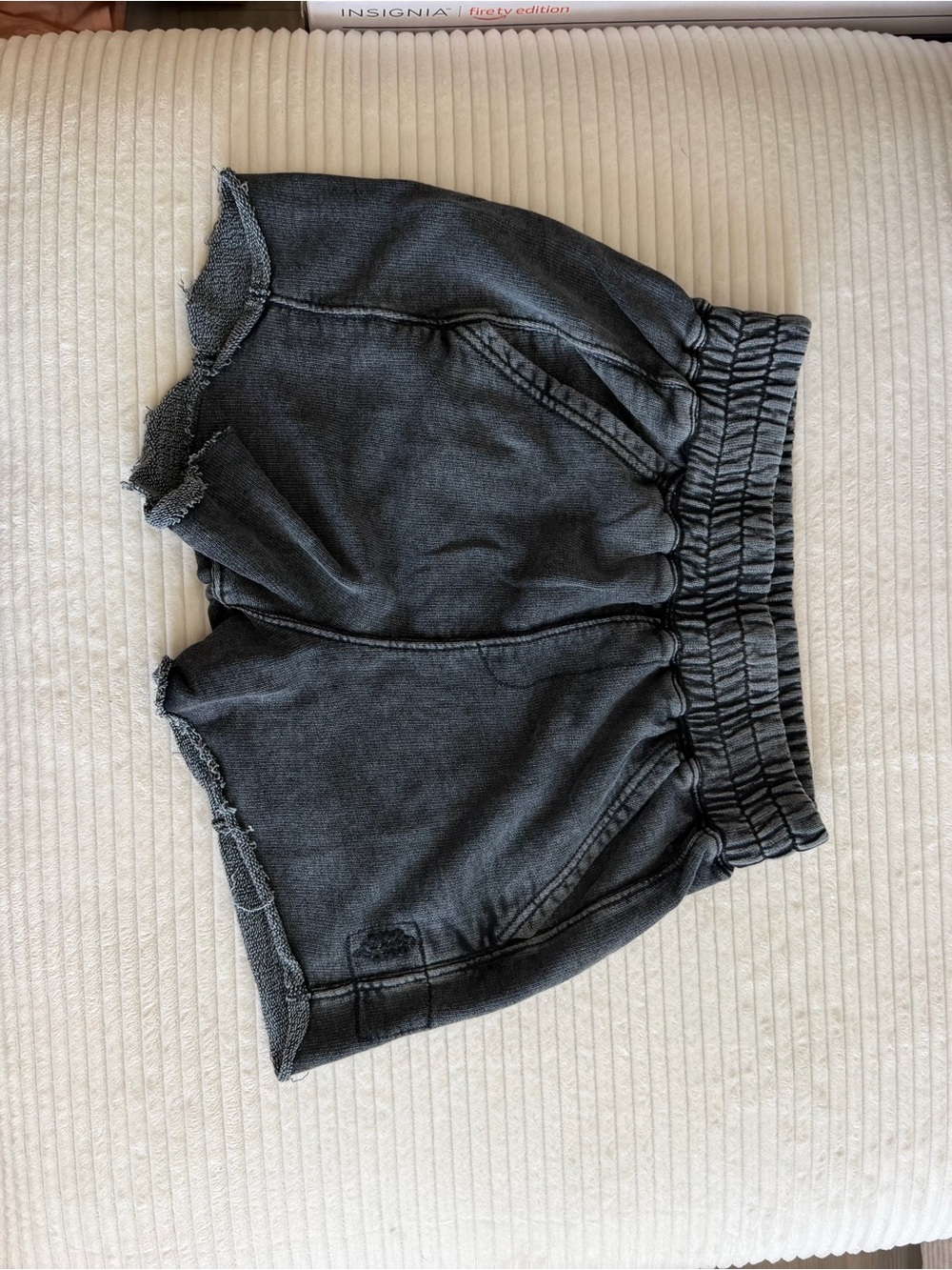 Juicy Couture Washed Black High Waist Elastic Waistband Shorts